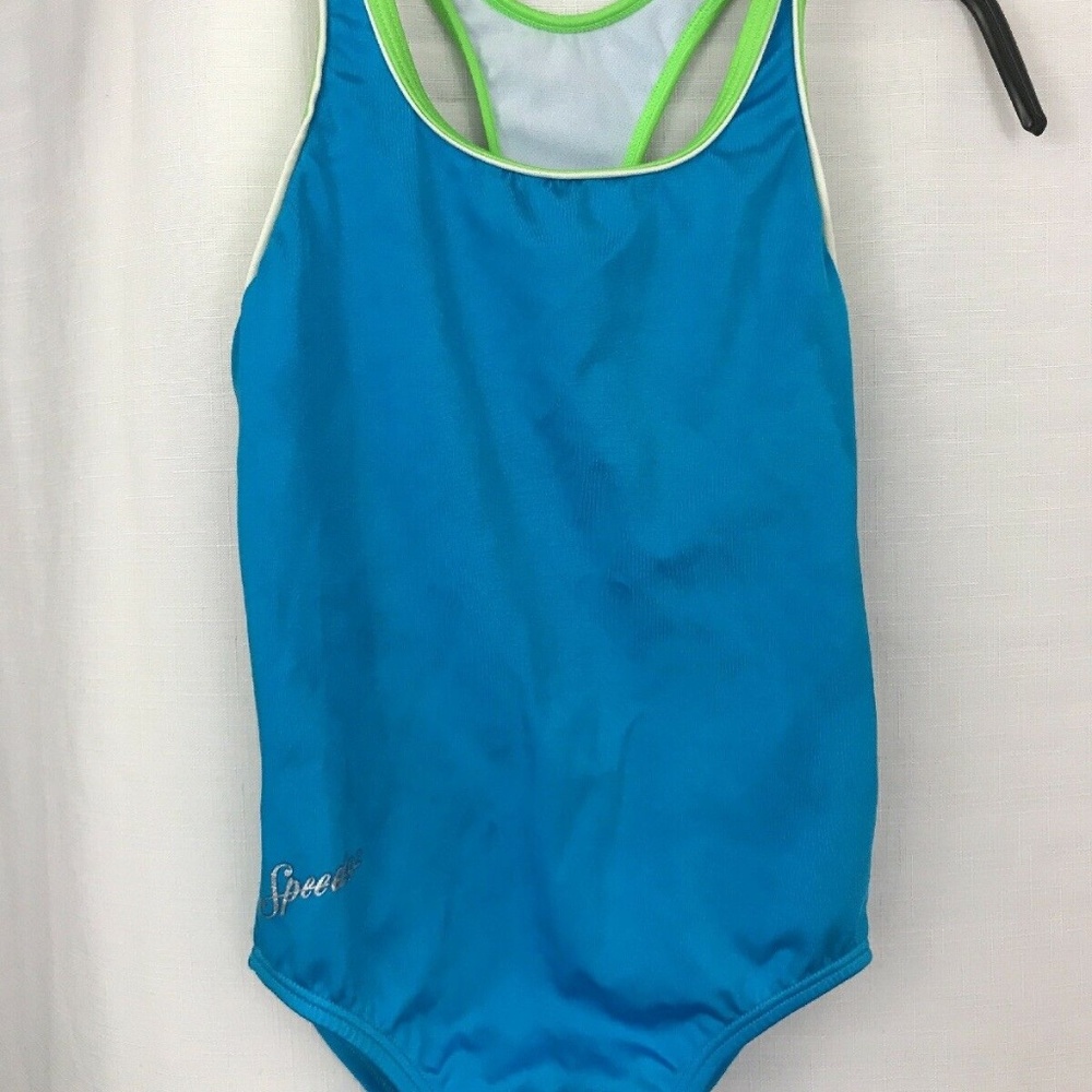 Speedo Girl's Swimsuit One Piece Blue Racerback Sw